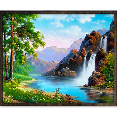 Waterval - Diamond Painting - 40x50cm - Rond